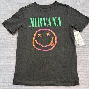 NWT  Youth Dark Gray Short Sleeve Officially Licensed Nirvana Band Tee Size 6/7